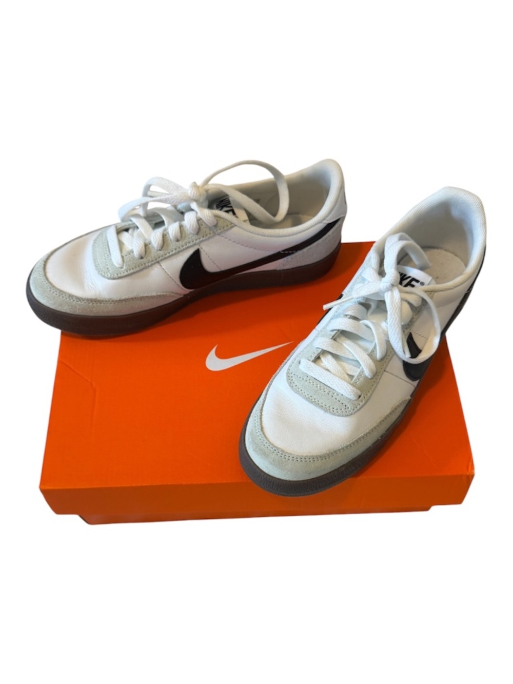 Nike Court Legacy Leather Sneakers Boys Size 5 White Black Gum EUC